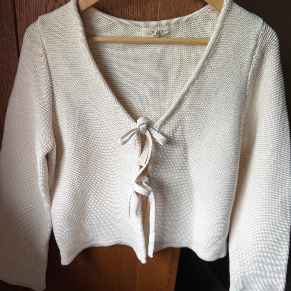 Roolee Cream tie front cardigan